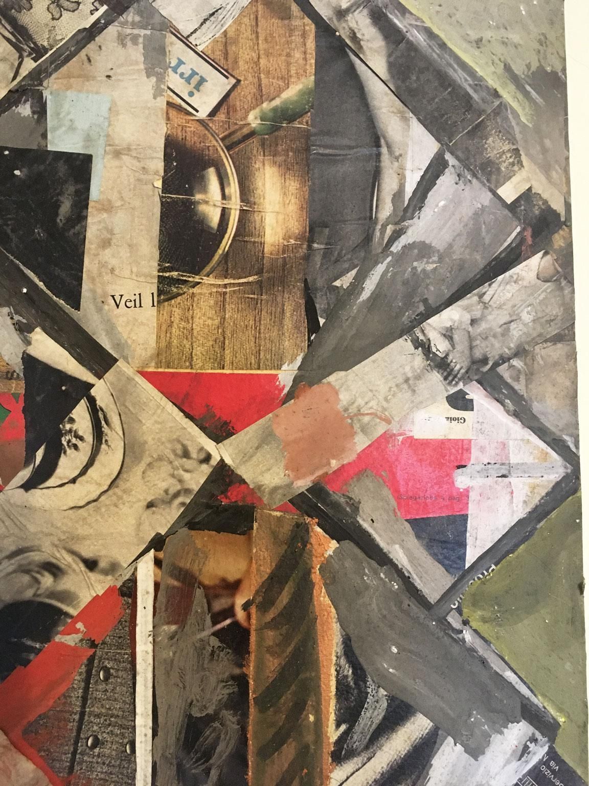 Art 1960 Italy Abstract Painting And Paper Collage By Ermete Lancini photo
