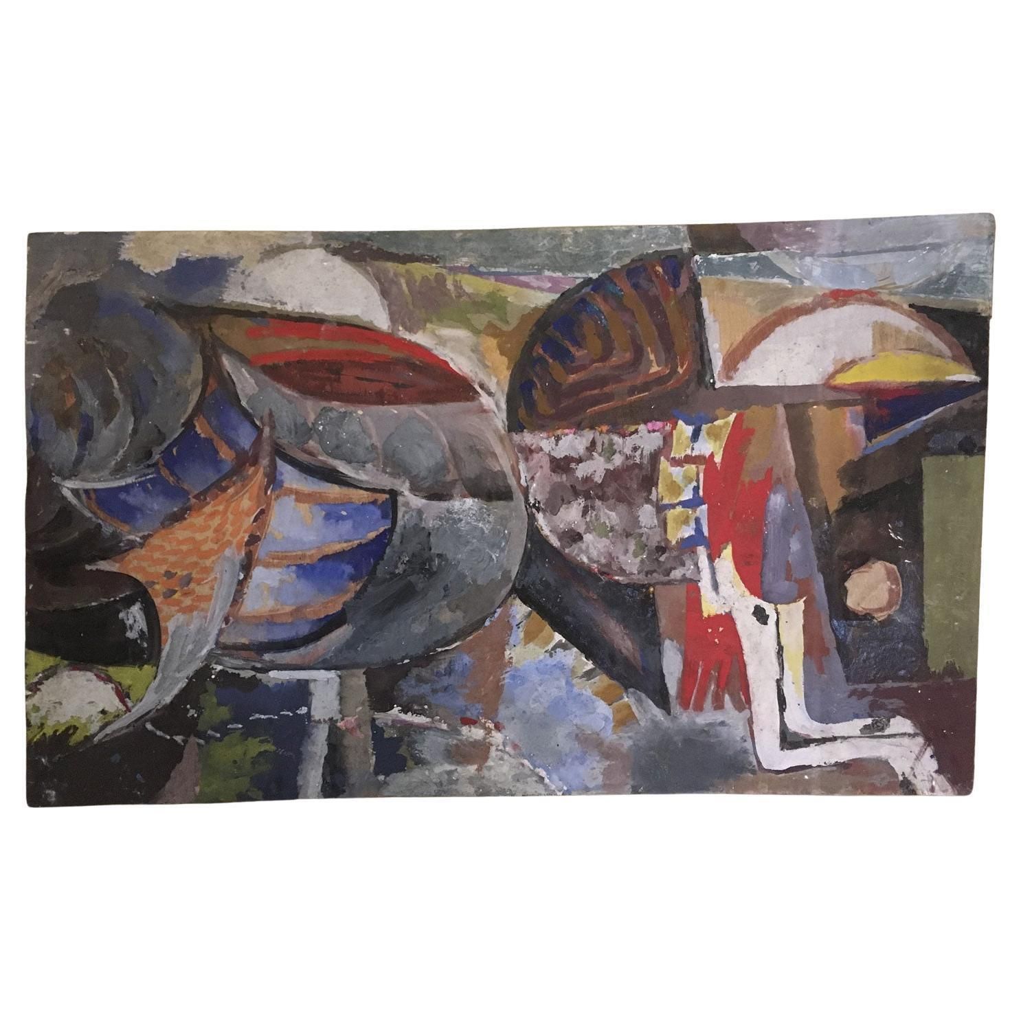 1954 Italy Abstract Painting Venice Biennial Special Artwork By Ermete Lancini