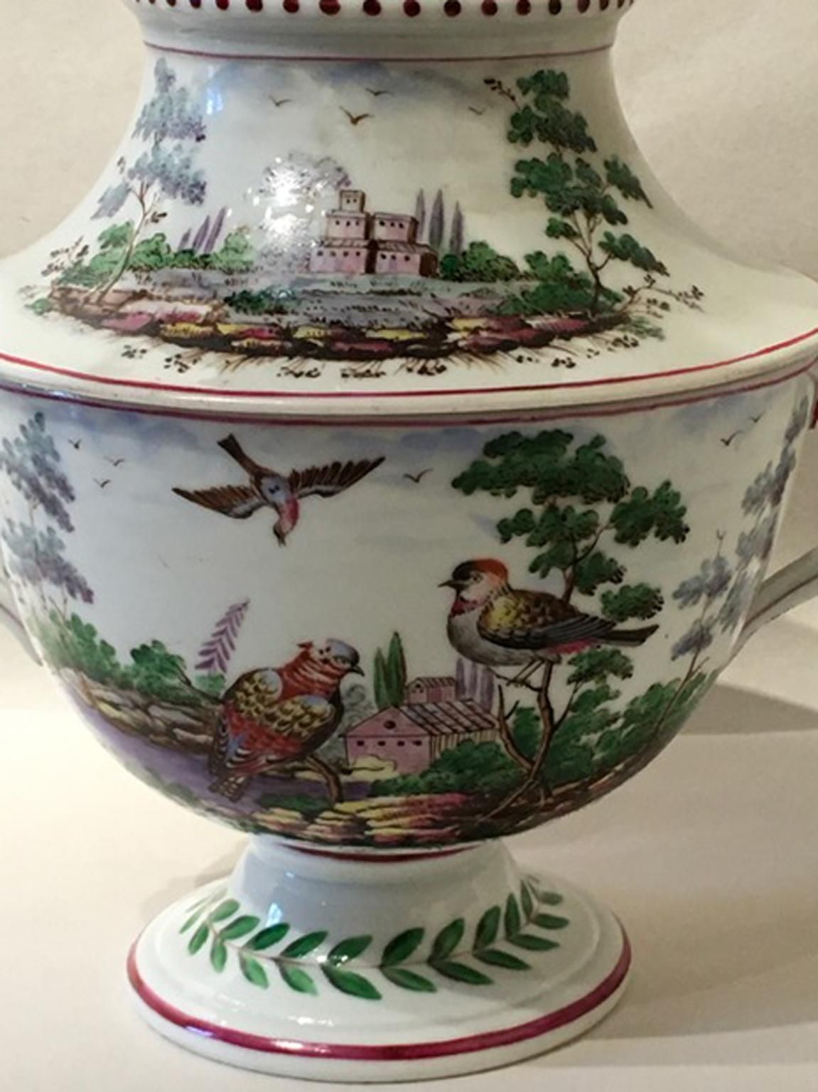 photo for sale Italy Richard Ginori Doccia 19th Century Porcelain Covered Vase With Landscape