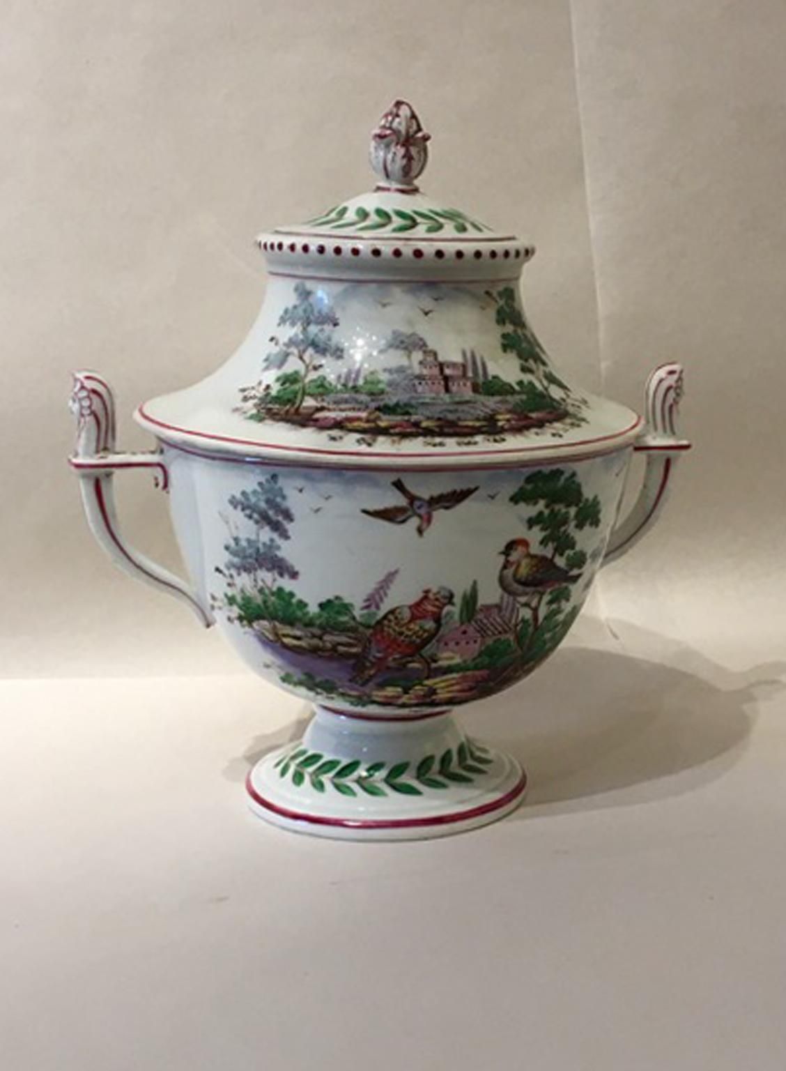 2720.0 Italy Richard Ginori Doccia 19th Century Porcelain Covered Vase With Landscape photo
