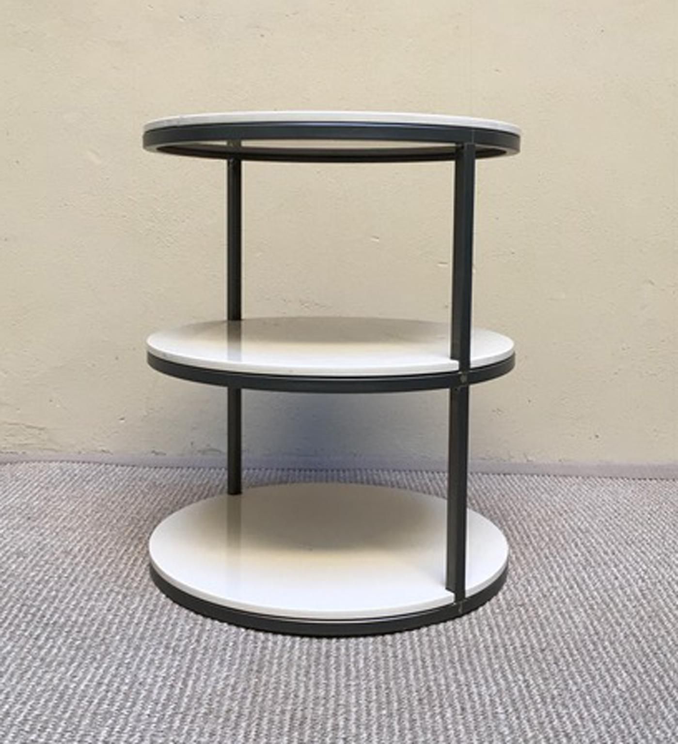 Italian Design Round Side Table In Lacquered Wood And Iron photo buy