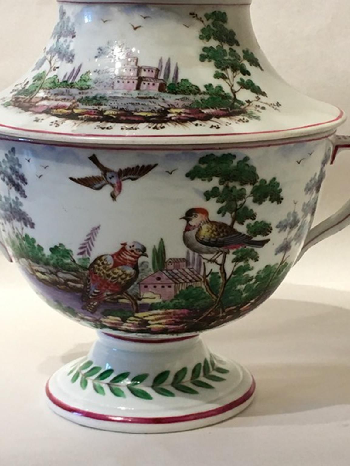 photo vintage Italy Richard Ginori Doccia 19th Century Porcelain Covered Vase With Landscape