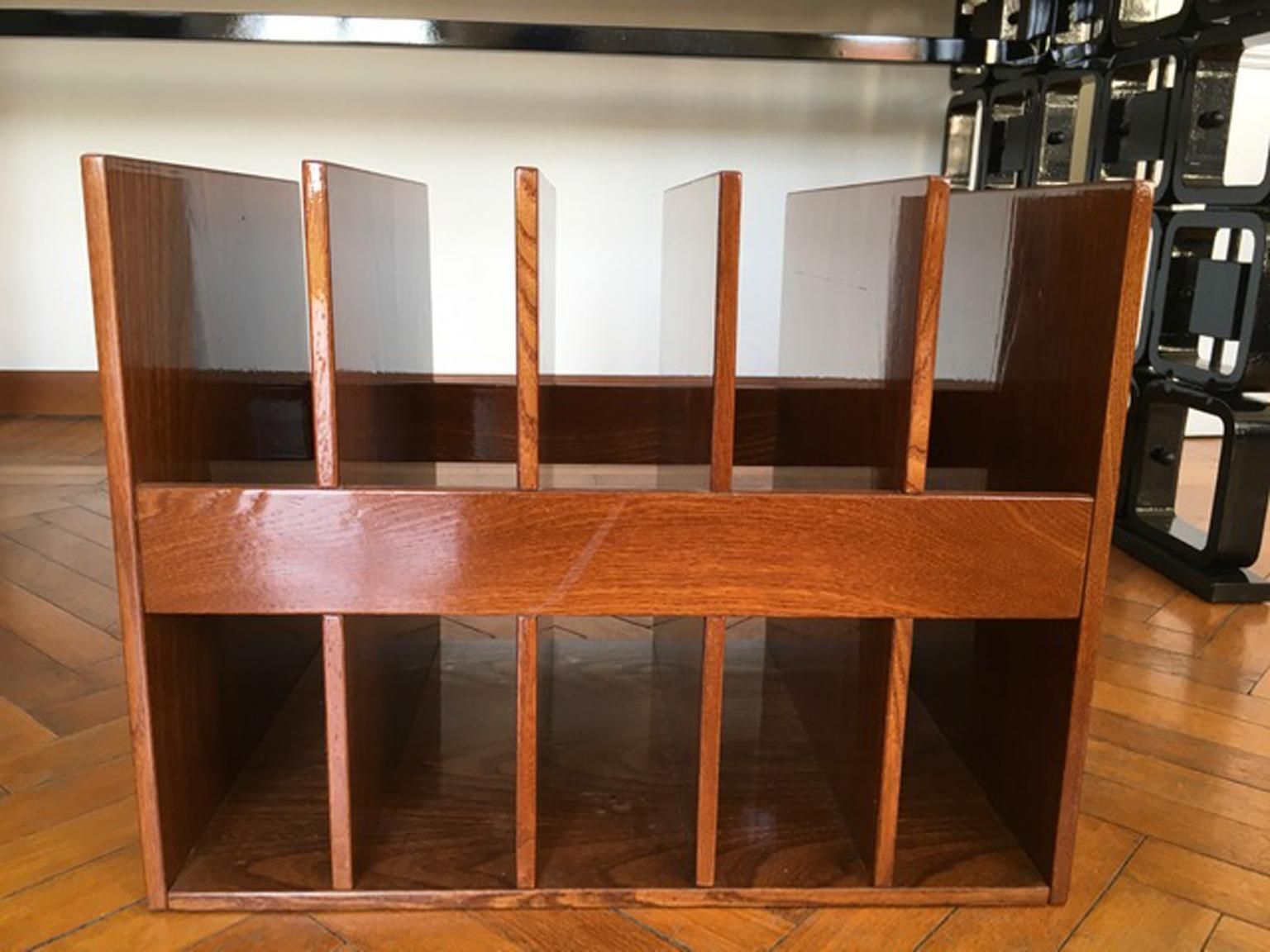 Italy Mid Century Modern Style Magazine Rack In Walnut photo furniture