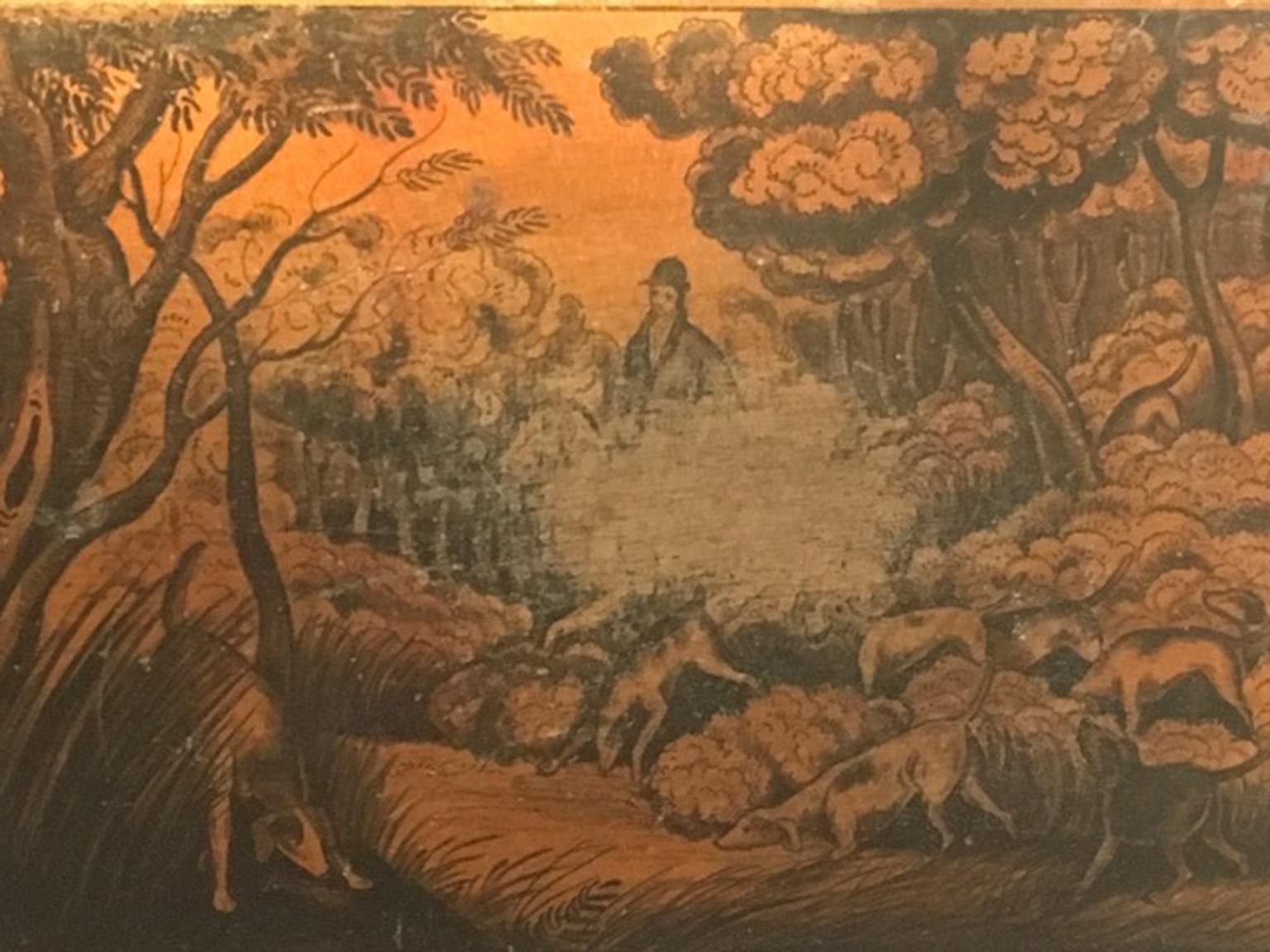 Mid 18th Century Set Of Five Wood Lacquered Boxes With Landscape Scenes photo vintage