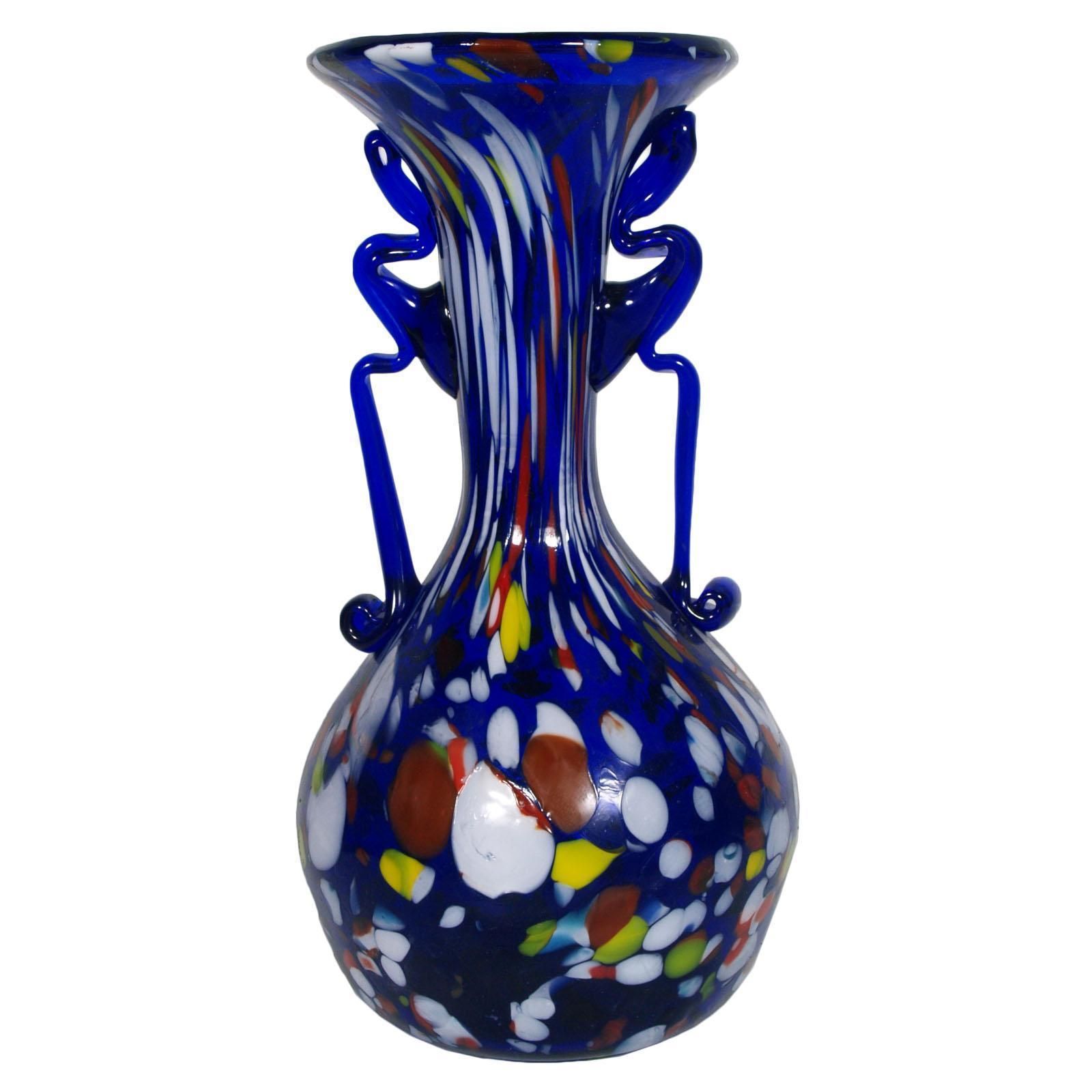1920s Fratelli Toso Vase Carnivale With Polychrome Murrina And Aventurine