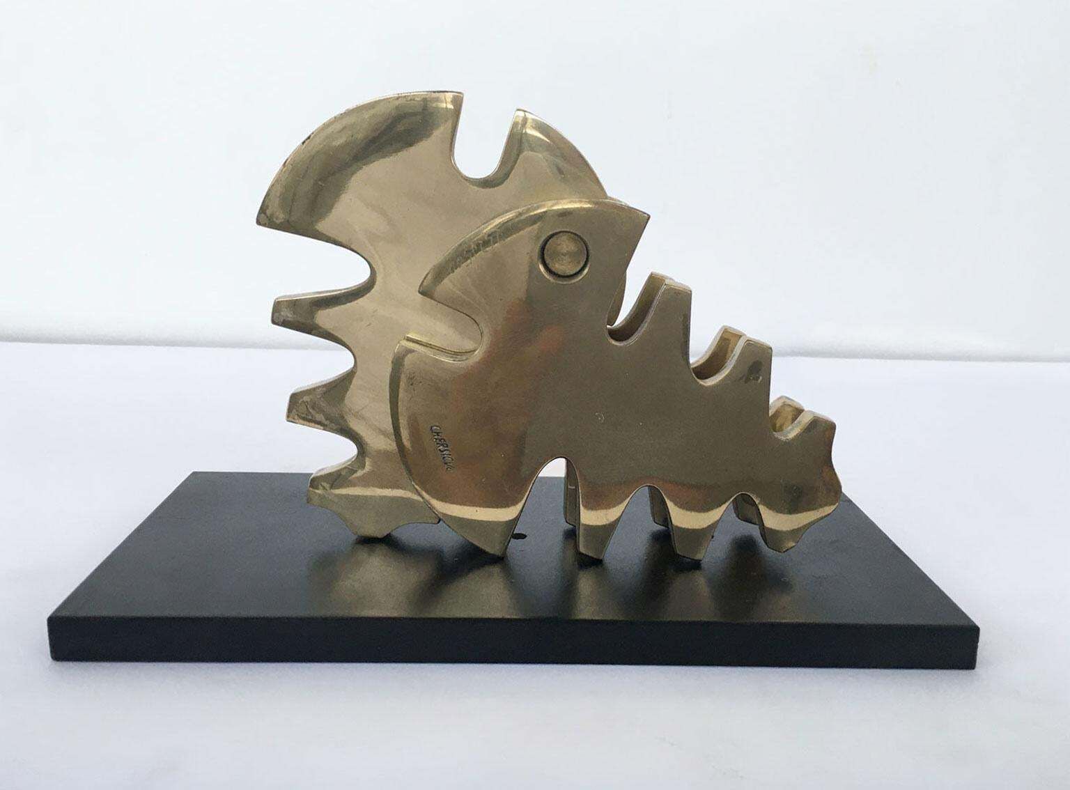 photo for sale 1980 Italy Bruno Chersicla Abstract Bronze Sculpture Vite