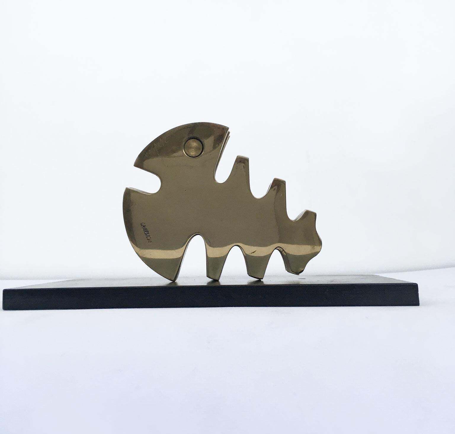 photo buy 1980 Italy Bruno Chersicla Abstract Bronze Sculpture Vite