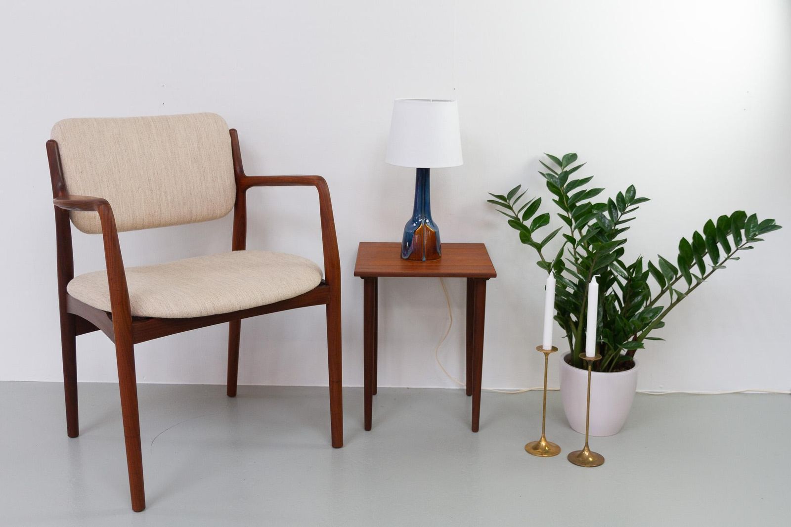 photo for sale Danish Modern Blue/Brown Ceramic Table Lamp By E. Johansen For Søholm, 1960s.