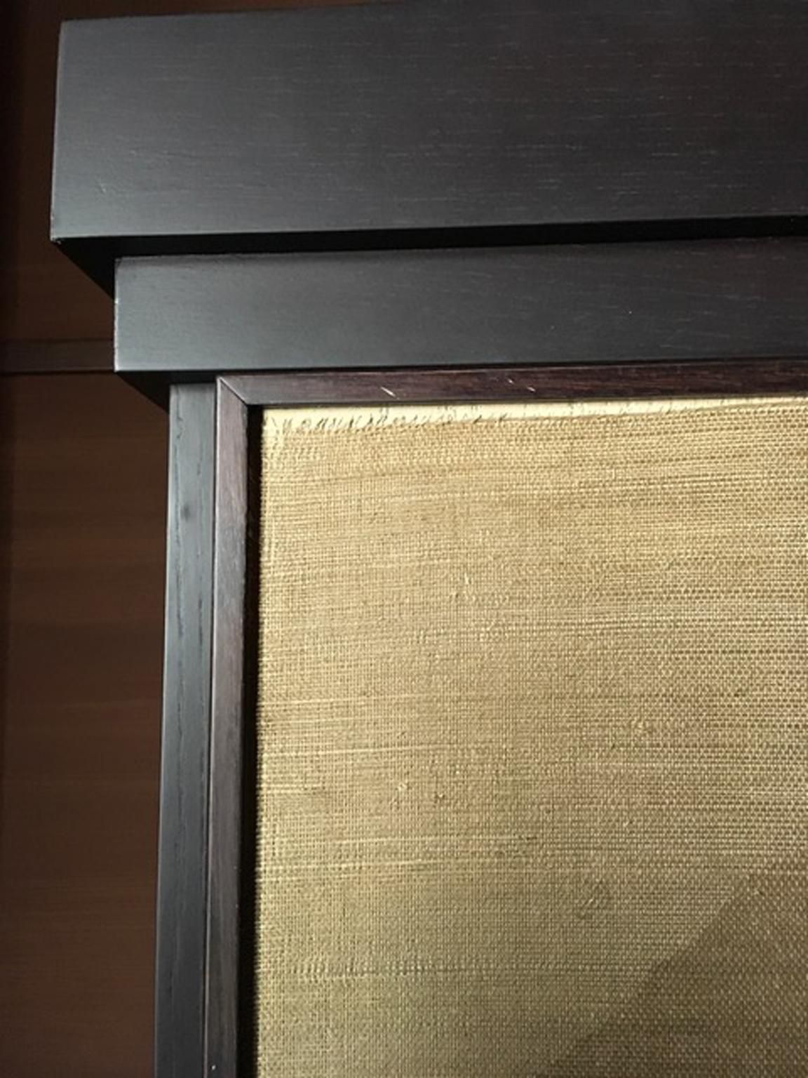 Italy Postmodern Dark Oak Cabinet With Raffia Panels And Bronze Handles photo vinterior