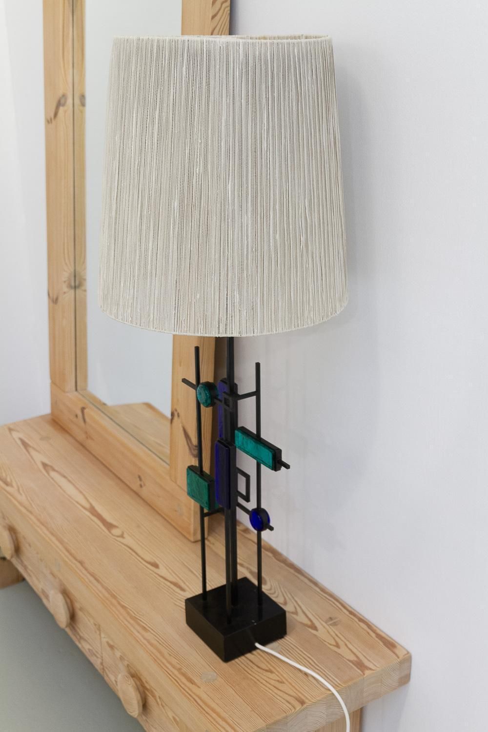 Danish Modern Tall Table Lamp Iron And Glass By Svend Aage Holm Sørensen, 1970s. photo vinterior