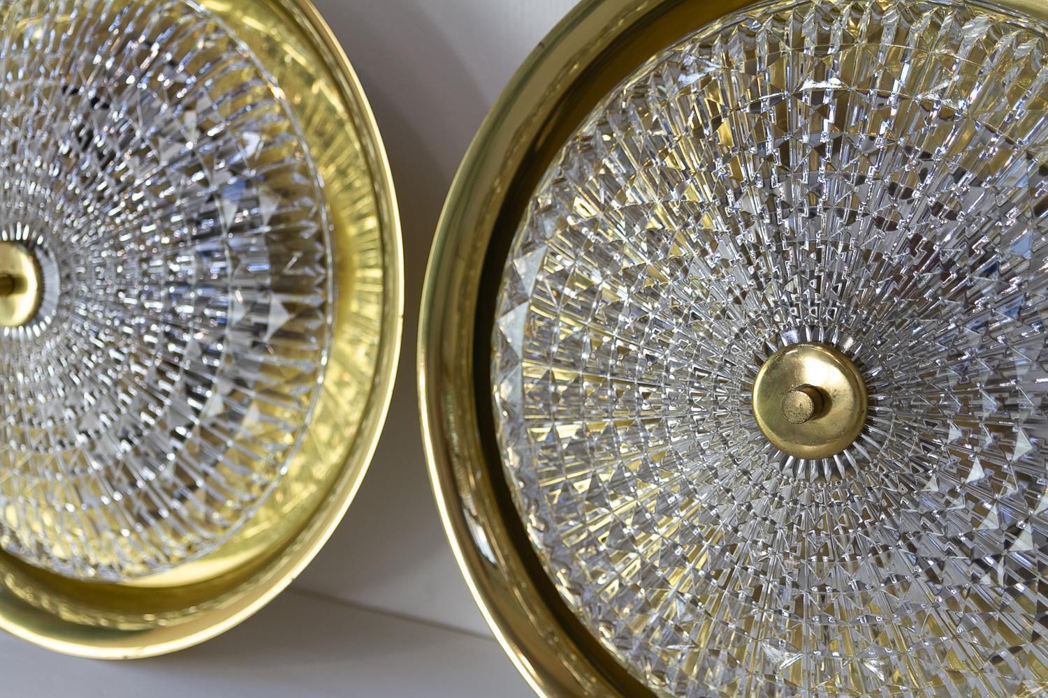 Orrefors Brass Wall Or Ceiling Lamps By Fagerlund For Lyfa, 1960s. Set Of 2. photo buy