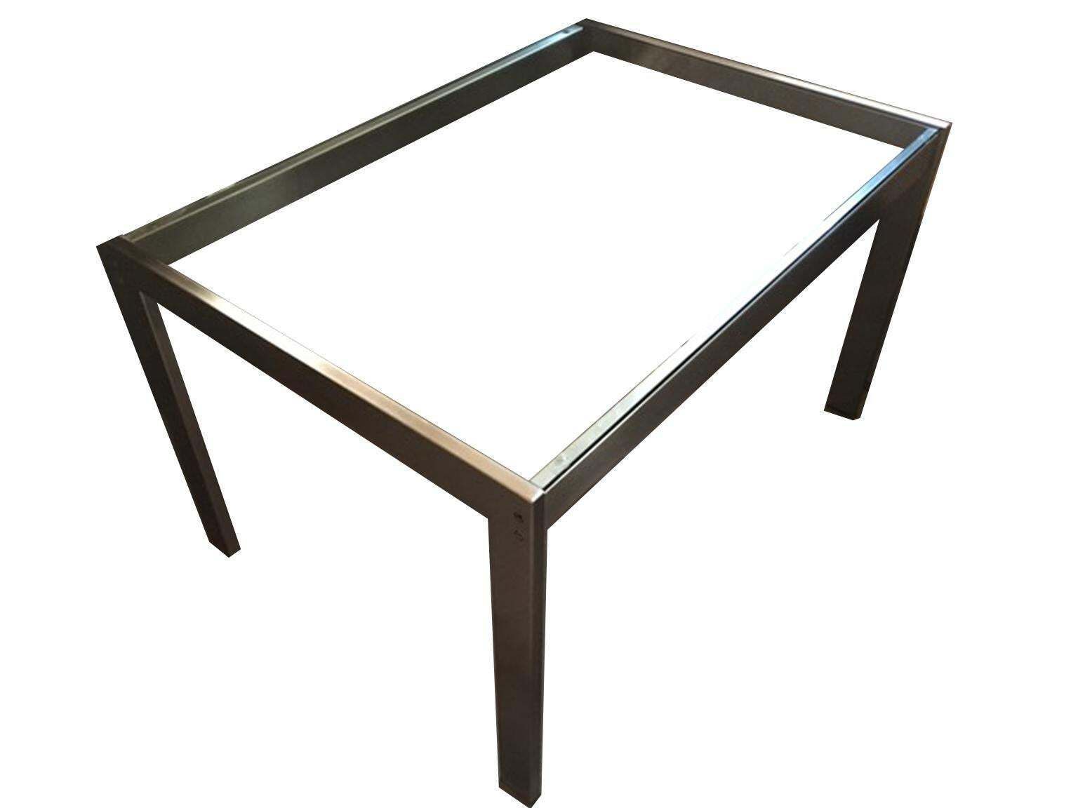 1960 Mid Century Modern Italian Design Brushed Steel Crystal Desk photo for sale
