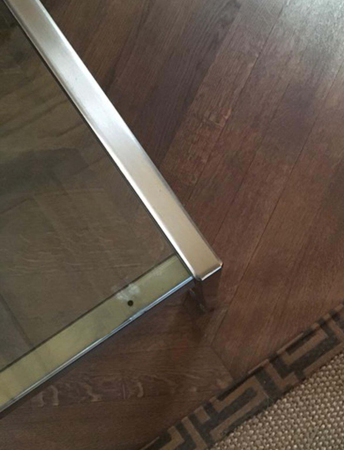 1960 Mid Century Modern Italian Design Brushed Steel Crystal Desk photo vinterior