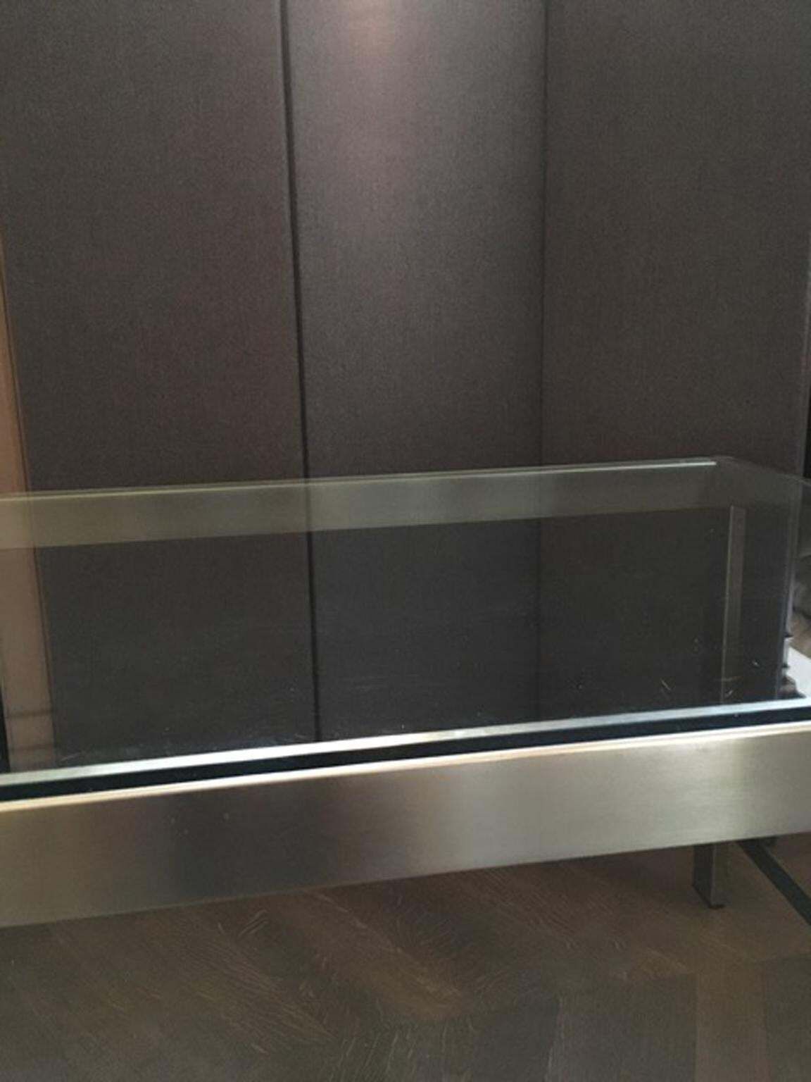 photo buy 1960 Mid Century Modern Italian Design Brushed Steel Crystal Desk