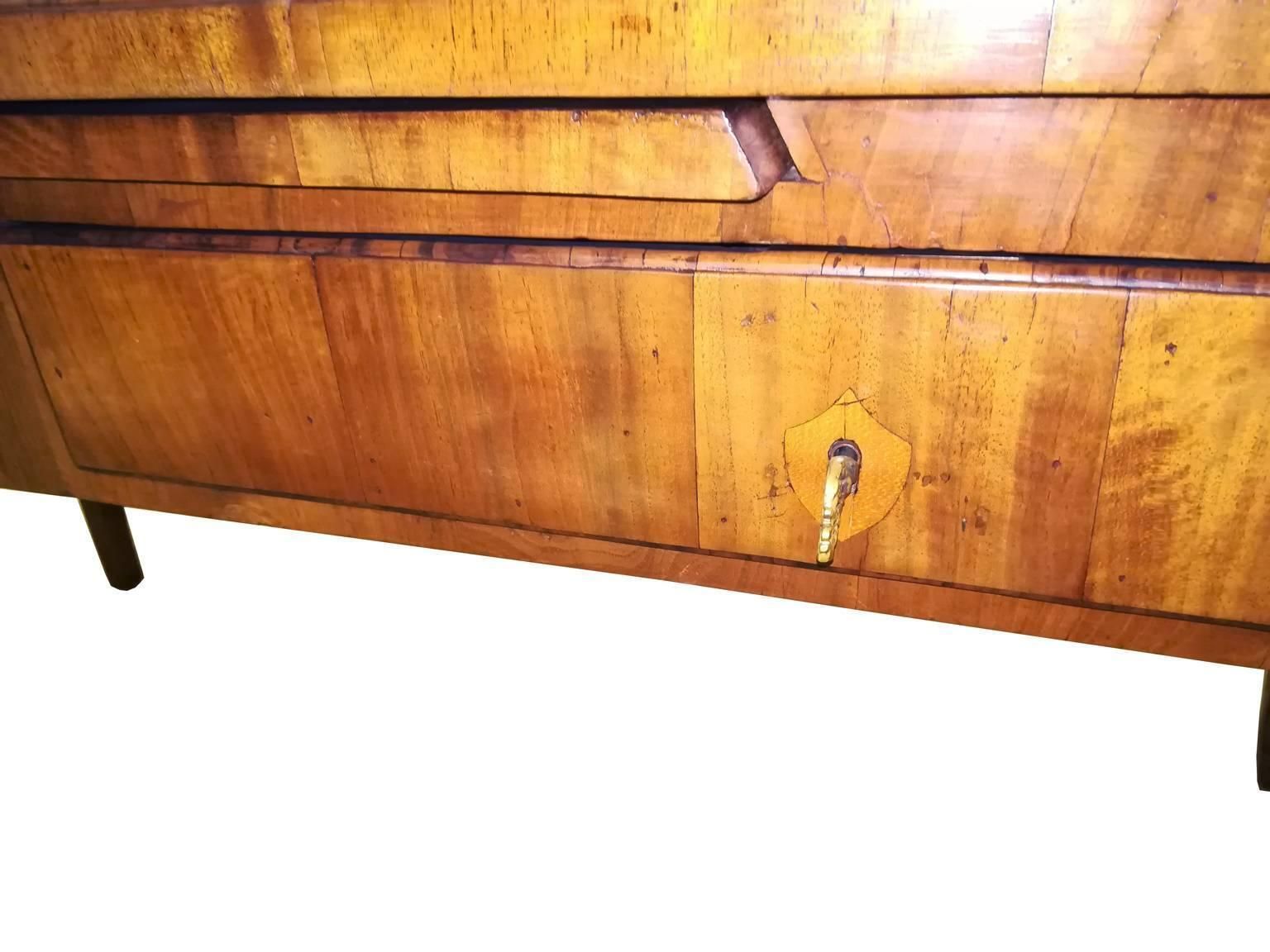 Italy Mid 18th Century Olive Root Wood Desk With Drawings In Regency Style photo vinterior