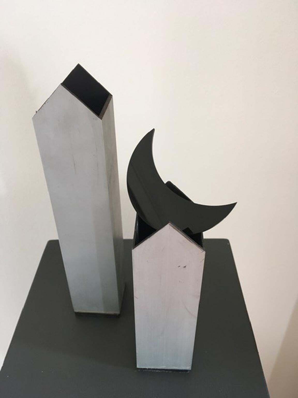 Italy 1970 Post Modern Aluminium Abstract Sculptures The Twins And Moon photo furniture