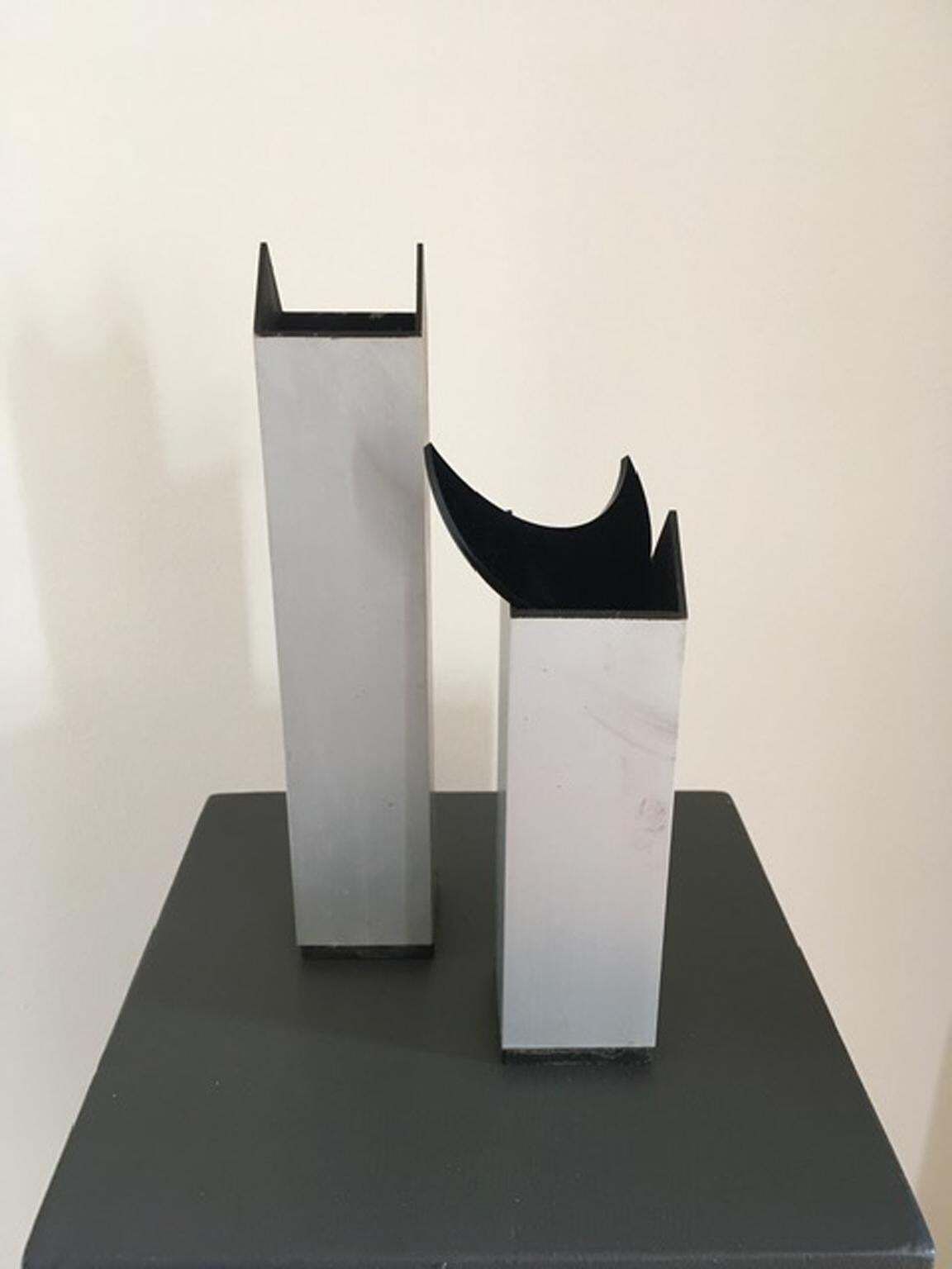 Italy 1970 Post Modern Aluminium Abstract Sculptures The Twins And Moon photo for sale