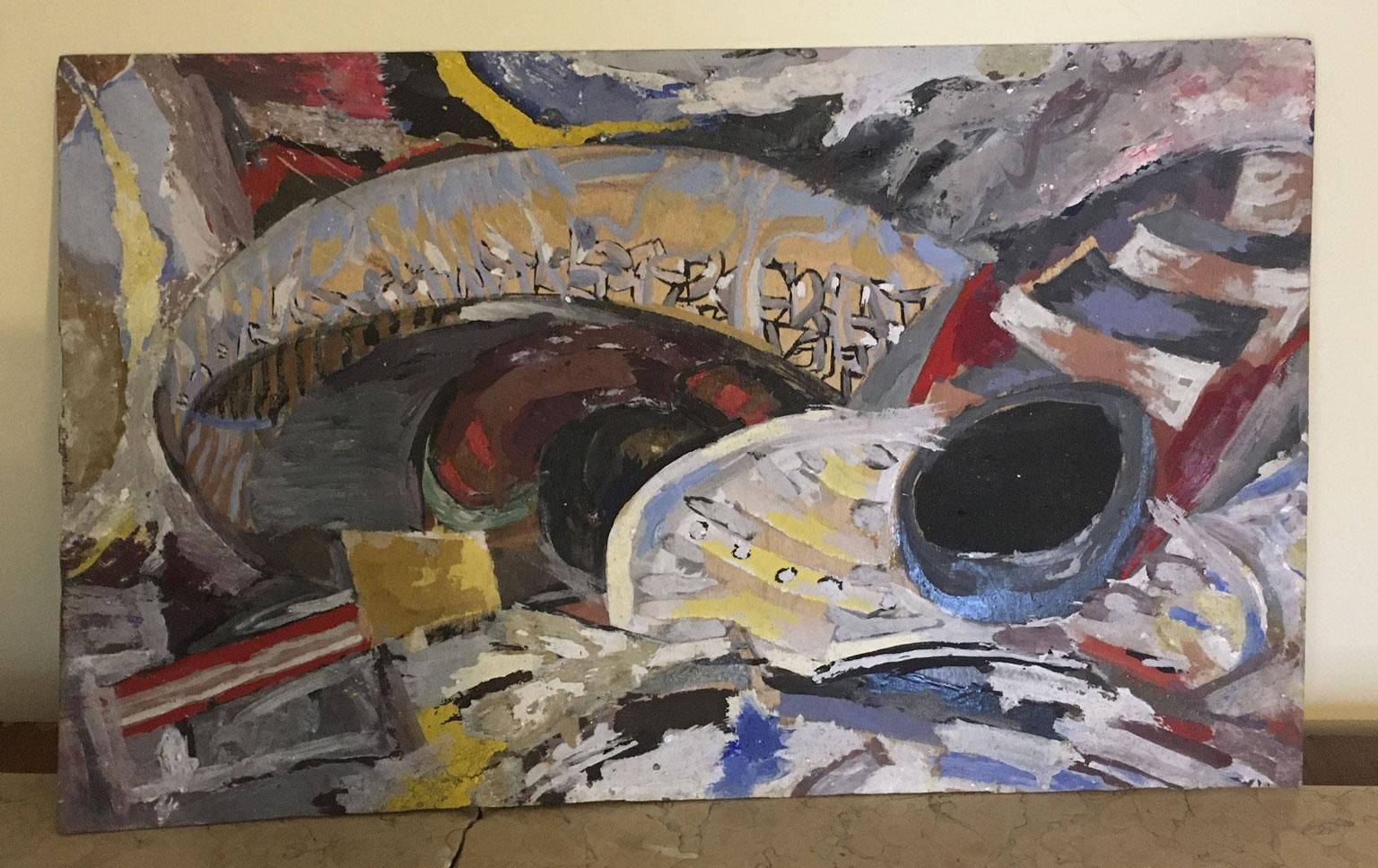1954 Italy Abstract Painting Venice Biennial Special Artwork By Ermete Lancini photo furniture