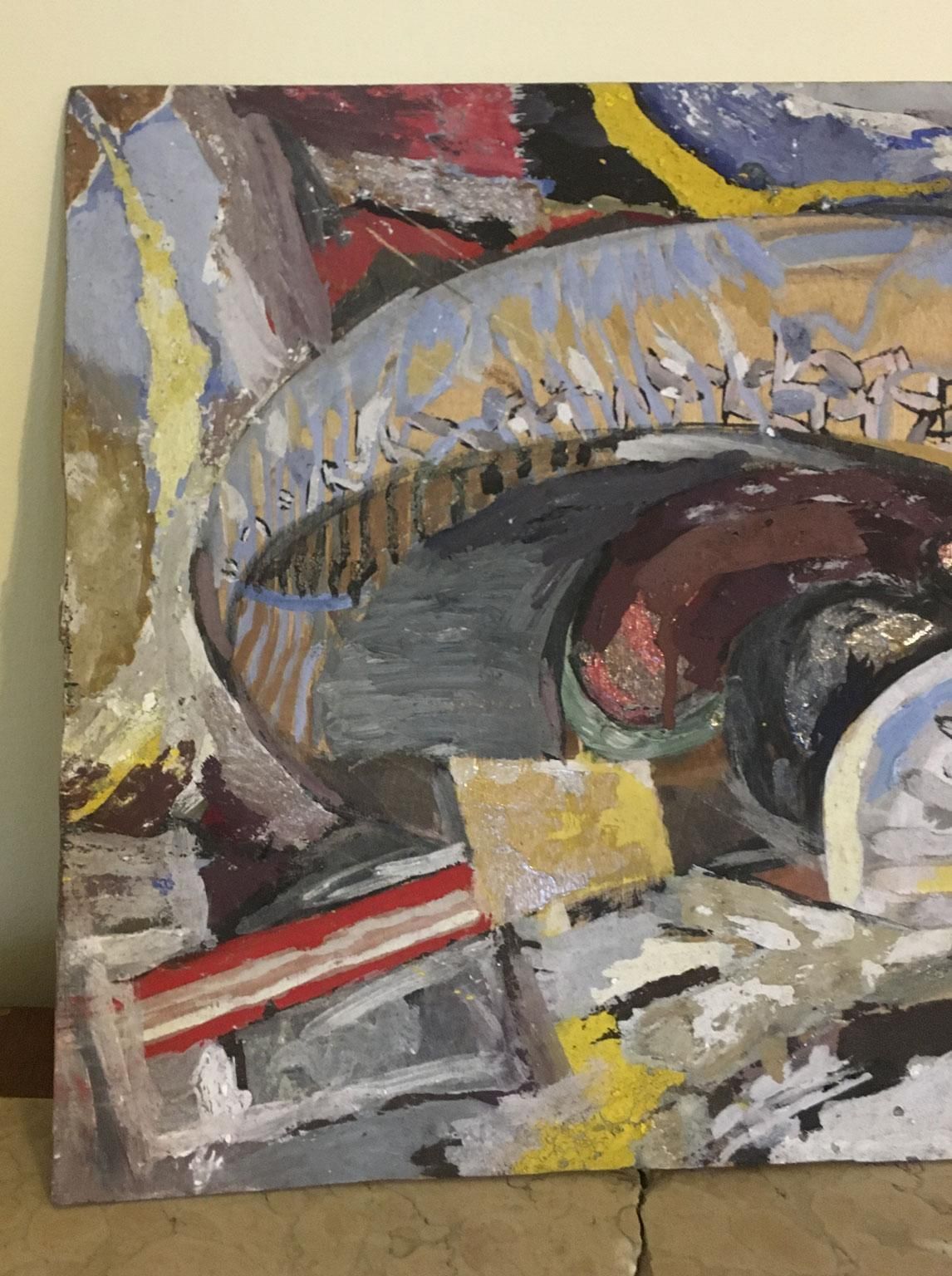 1954 Italy Abstract Painting Venice Biennial Special Artwork By Ermete Lancini photo 3824.0