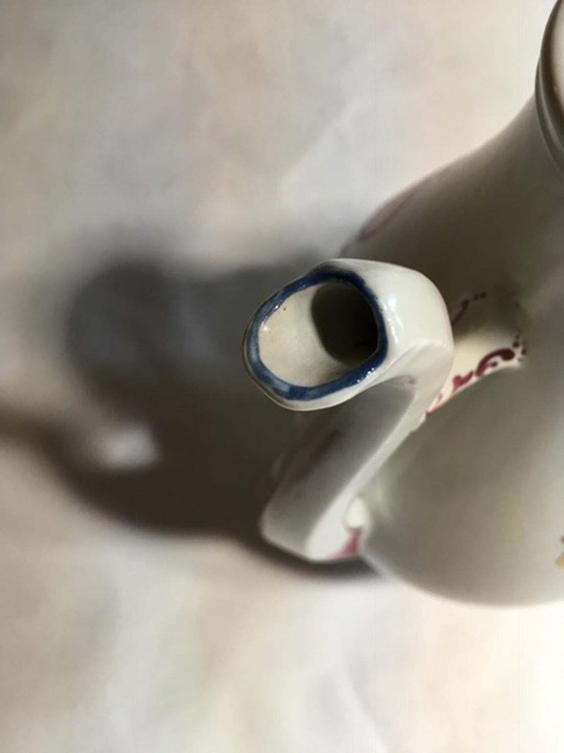 photo buy Italy Richard Ginori Mid 18th Century Porcelain Coffee Pot With Flowers Decor