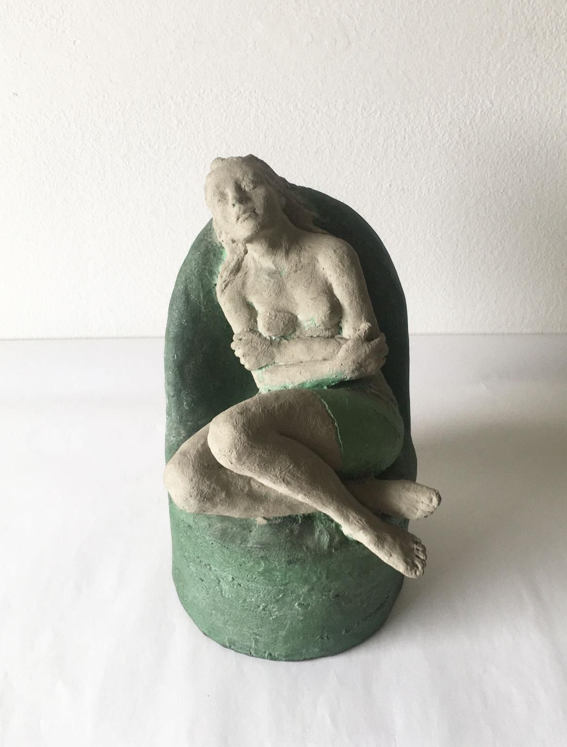 1998 Italy Bronze Woman Figurine Sculpture By Marco Cornini Attesa photo for sale