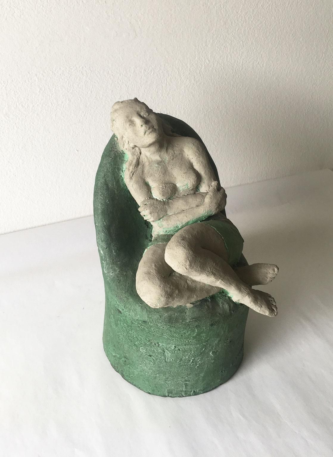 1998 Italy Bronze Woman Figurine Sculpture By Marco Cornini Attesa photo Art