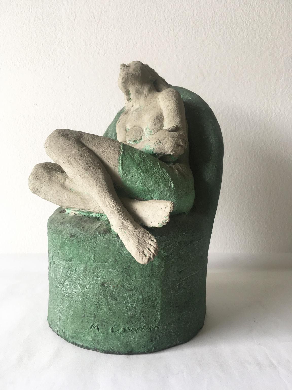 photo vinterior 1998 Italy Bronze Woman Figurine Sculpture By Marco Cornini Attesa
