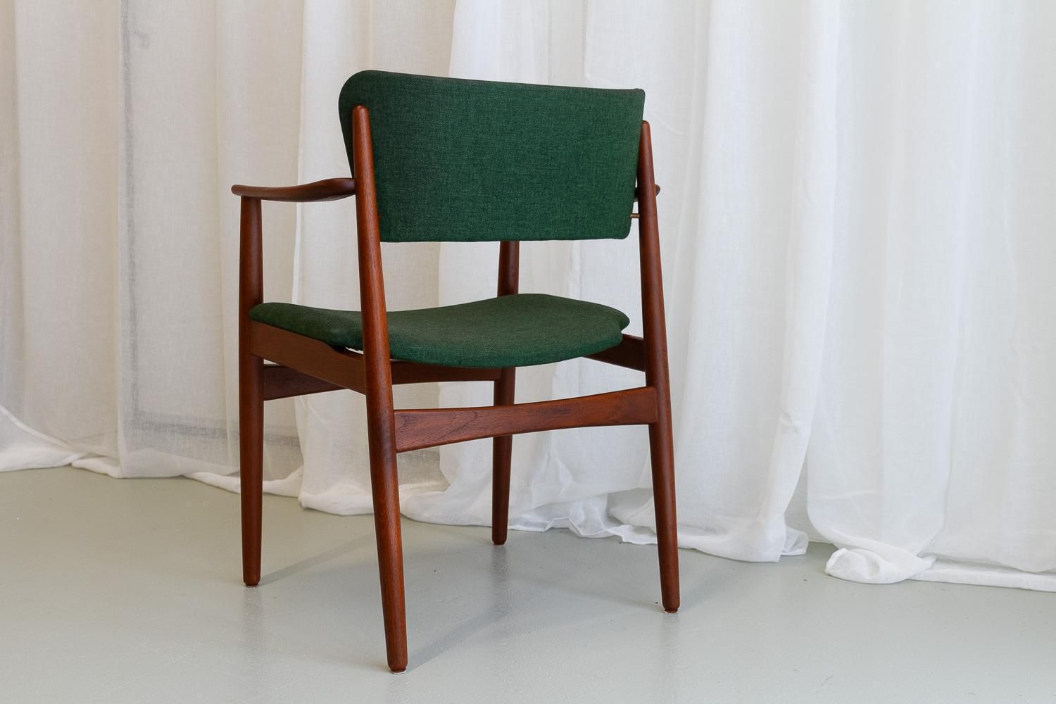 Danish Modern Teak Armchair With Green Wool, 1960s. photo buy
