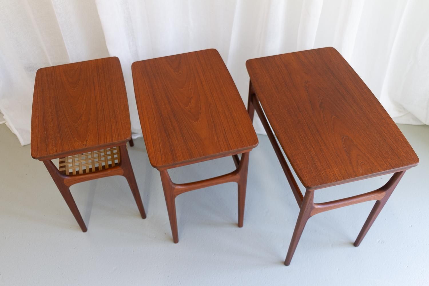 Furniture Vintage Danish Teak Nesting Tables By Erling Torvits For Heltborg Møbler 1950s. photo