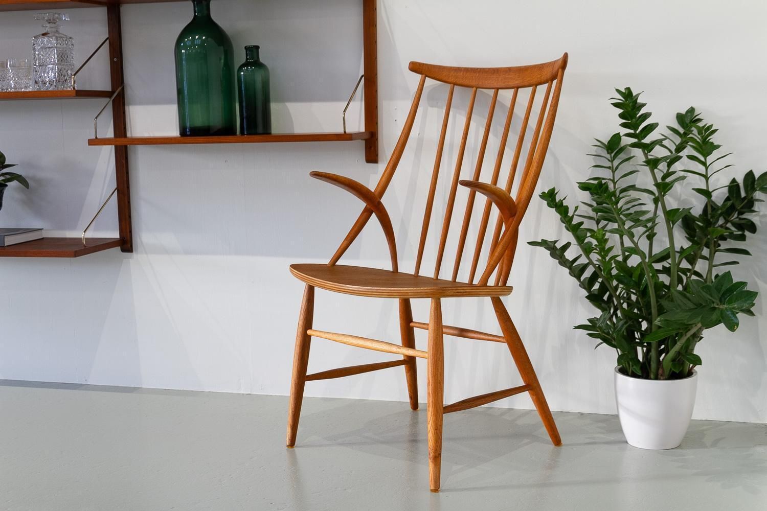 Danish Modern Armchair Iw2 In Oak By Illum Wikkelsø, 1960s. photo for sale