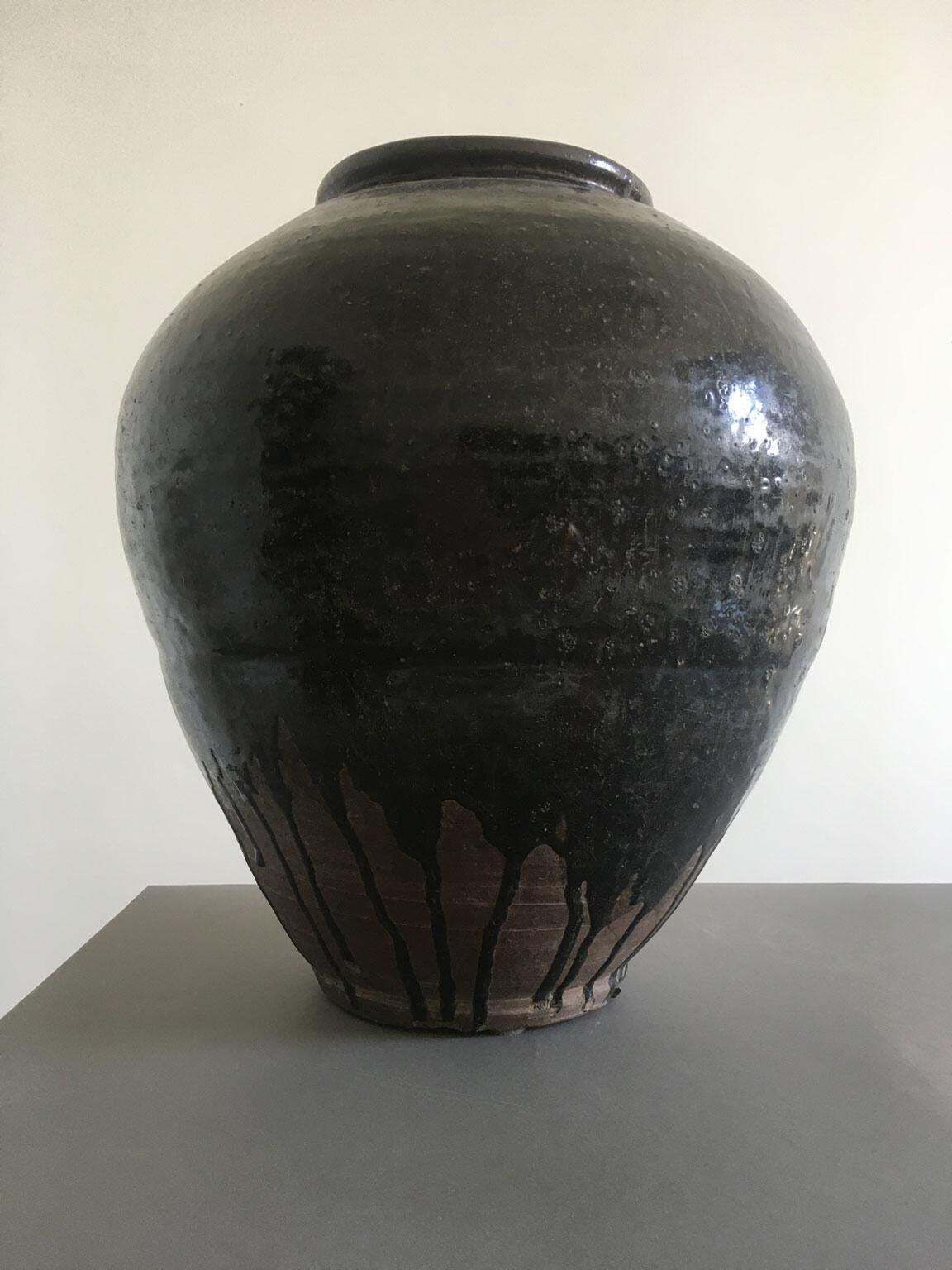 Late 18th Century Khmer Brown Glazed Terracotta Vase photo furniture