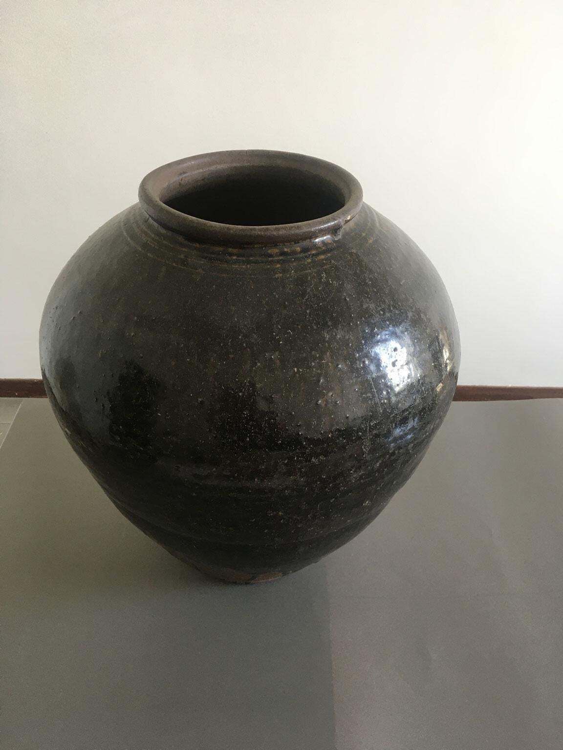 Late 18th Century Khmer Brown Glazed Terracotta Vase photo Home Decor