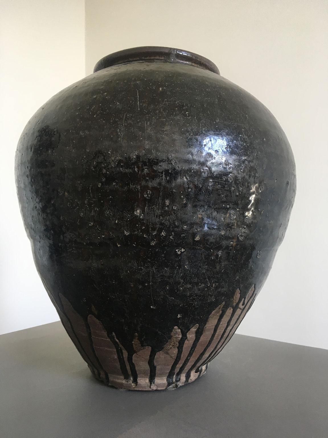 Late 18th Century Khmer Brown Glazed Terracotta Vase photo 6799.0