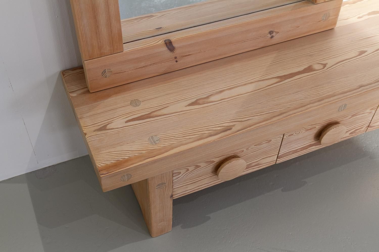 Swedish Modern Pine Bench And Mirror By Ruben Ward For Fröseke, 1970s. photo 1827.0