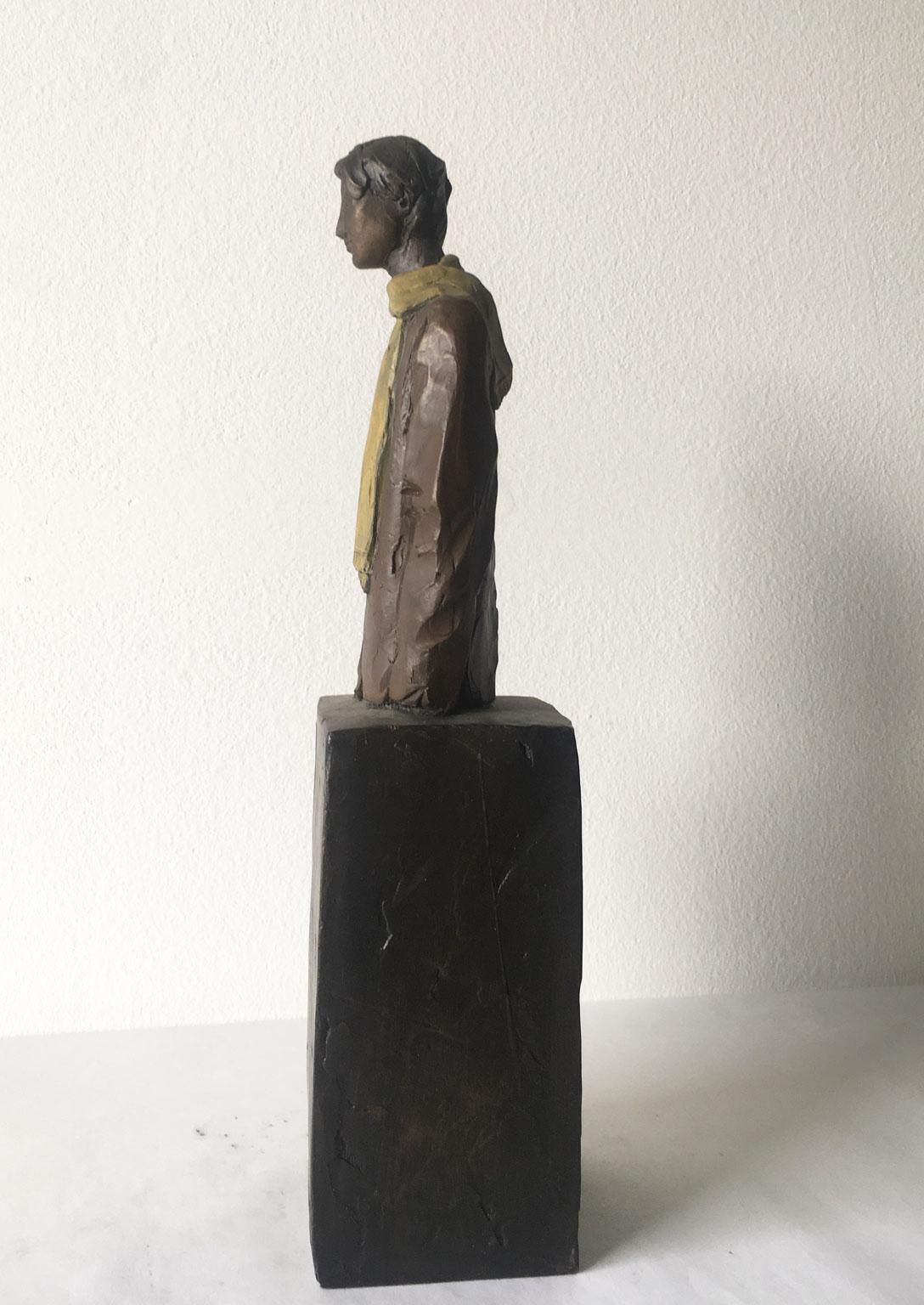Italy Cast Bronze Man Figurine Sculpture By Aron Demetz  Il Grande Freddo photo vintage