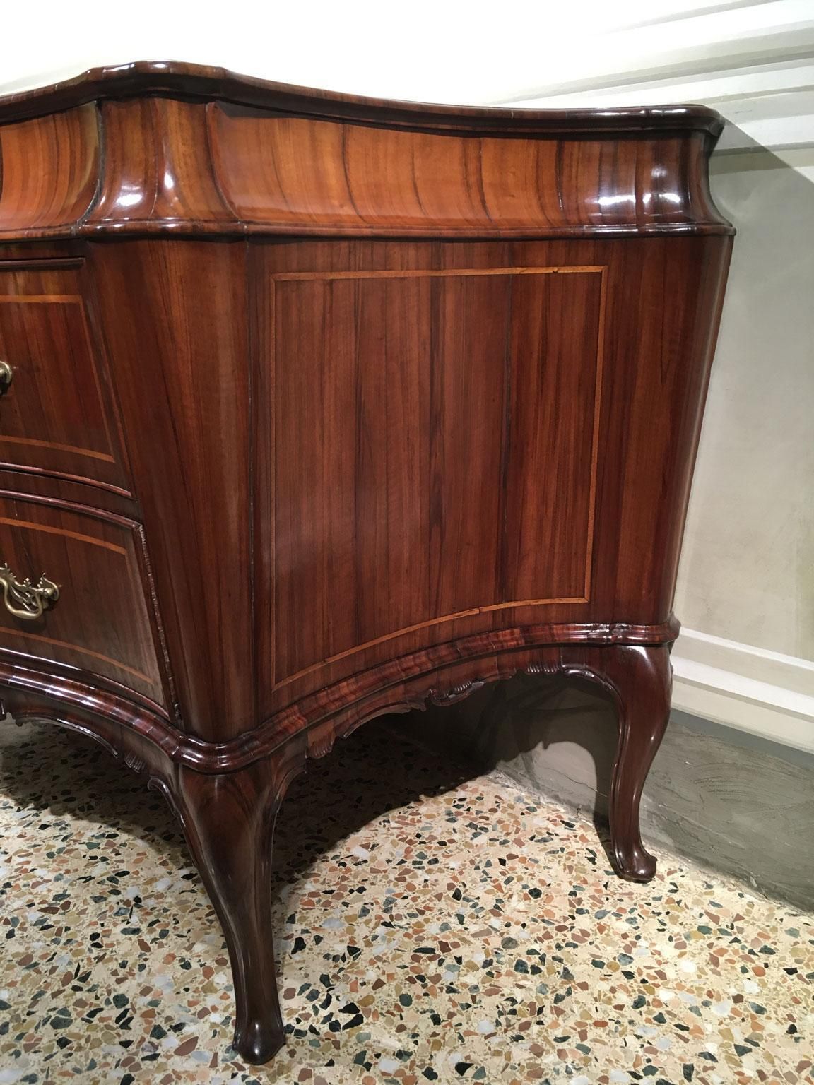 110482.0 18th Century Venezia Italy Baroque Carved And Inlaid Walnut Chest Of Drawers photo