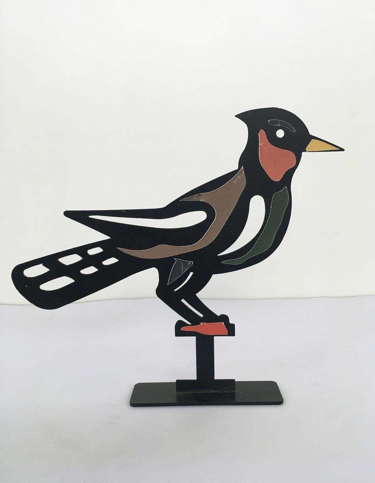 Italy 1980 Bruno Chersicla Black Painted Metal Sculpture Upupa photo furniture