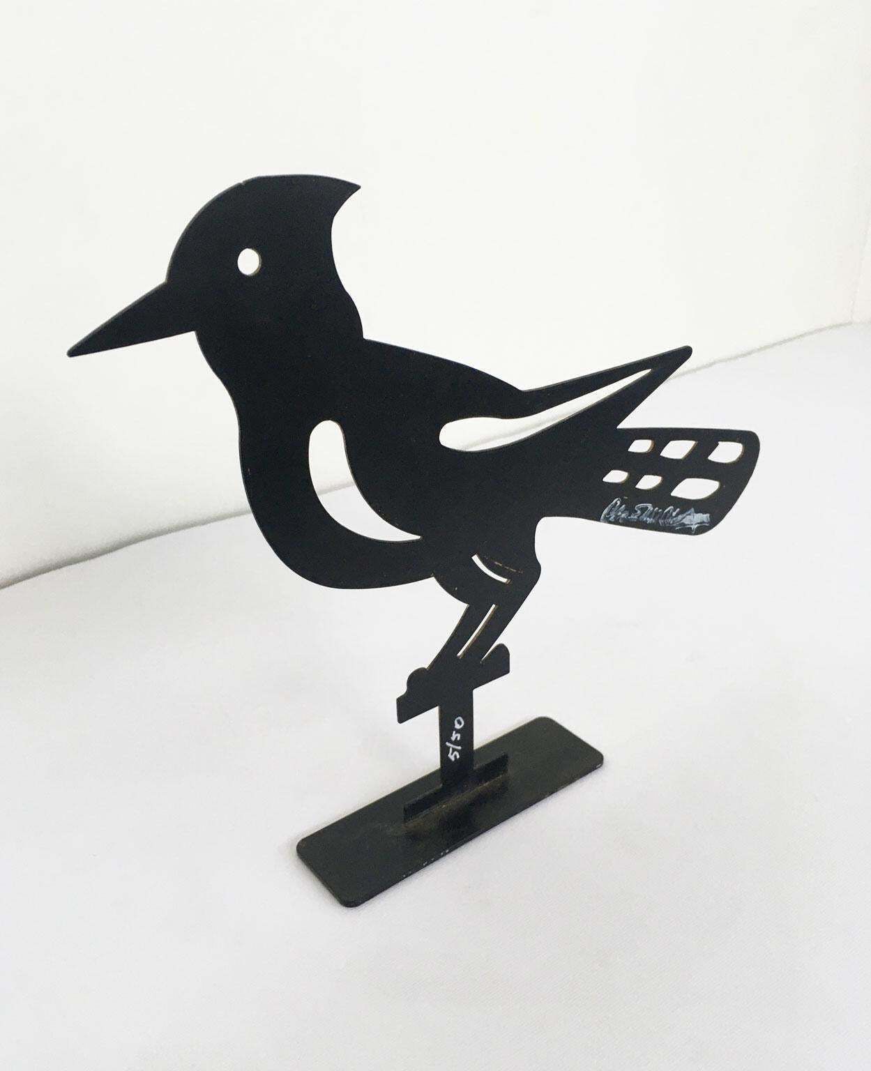Italy 1980 Bruno Chersicla Black Painted Metal Sculpture Upupa photo buy