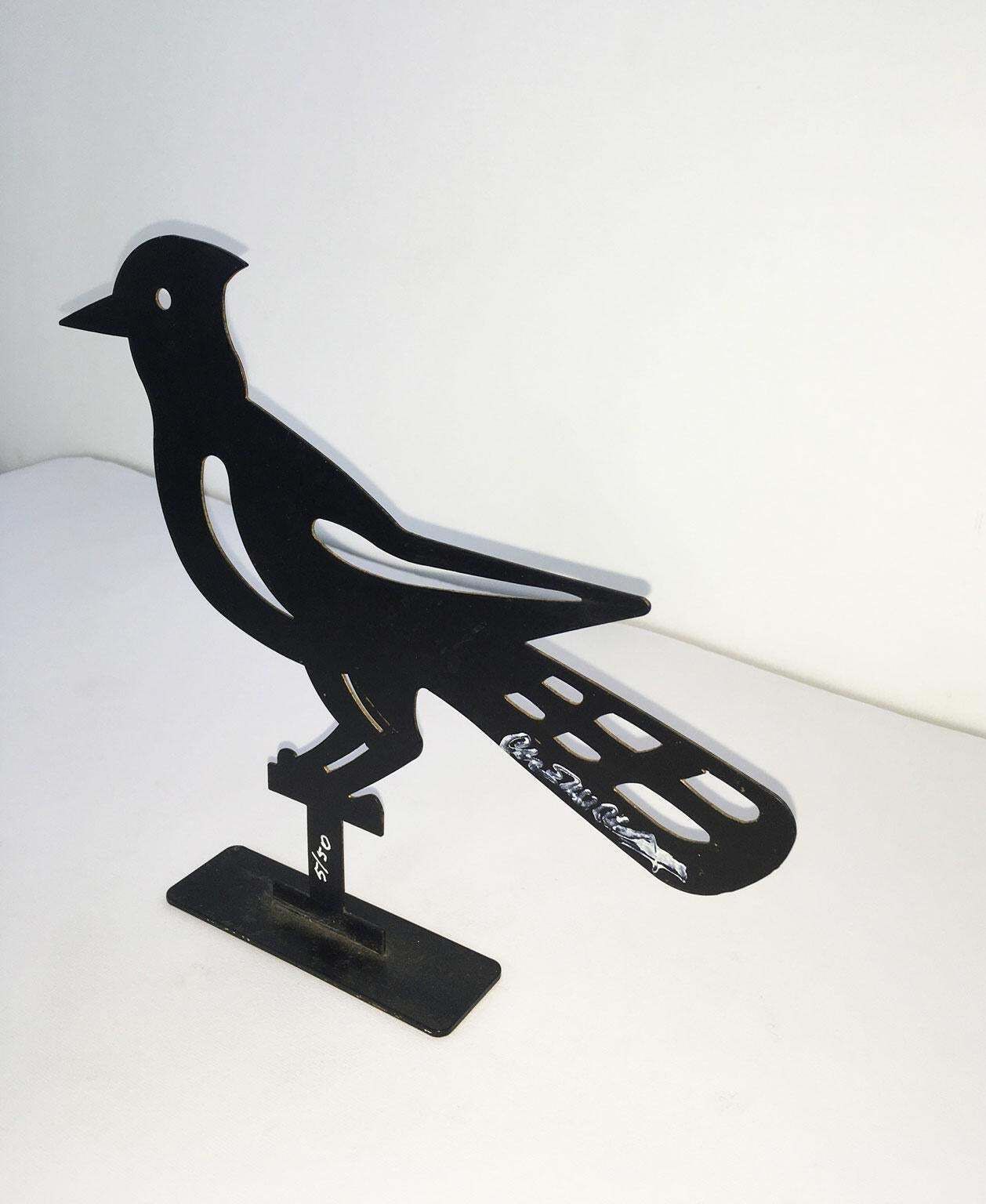 photo furniture Italy 1980 Bruno Chersicla Black Painted Metal Sculpture Upupa