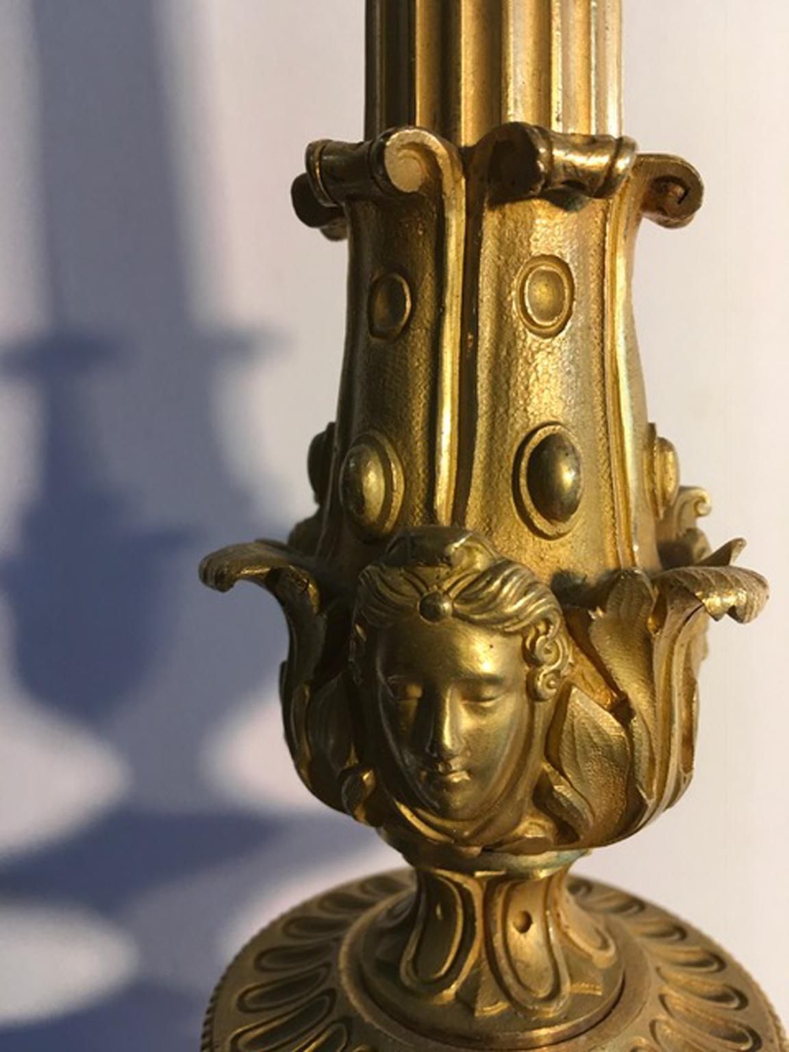 Italy Mid 18th Century Empire Pair Brass Candle Holders photo Home Decor