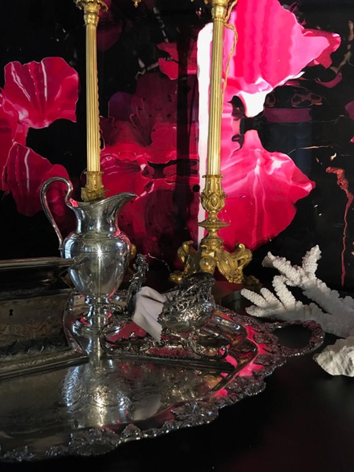 Italy Mid 18th Century Empire Pair Brass Candle Holders photo vinterior