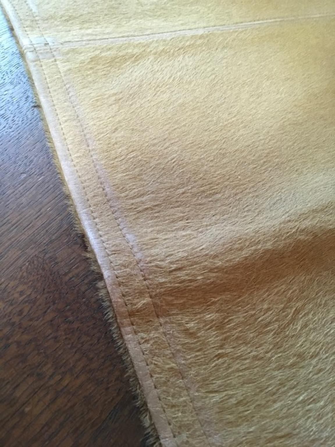 Italy  1990 Post Modern Natural Tan Blond Leather Cow Rug photo Textiles