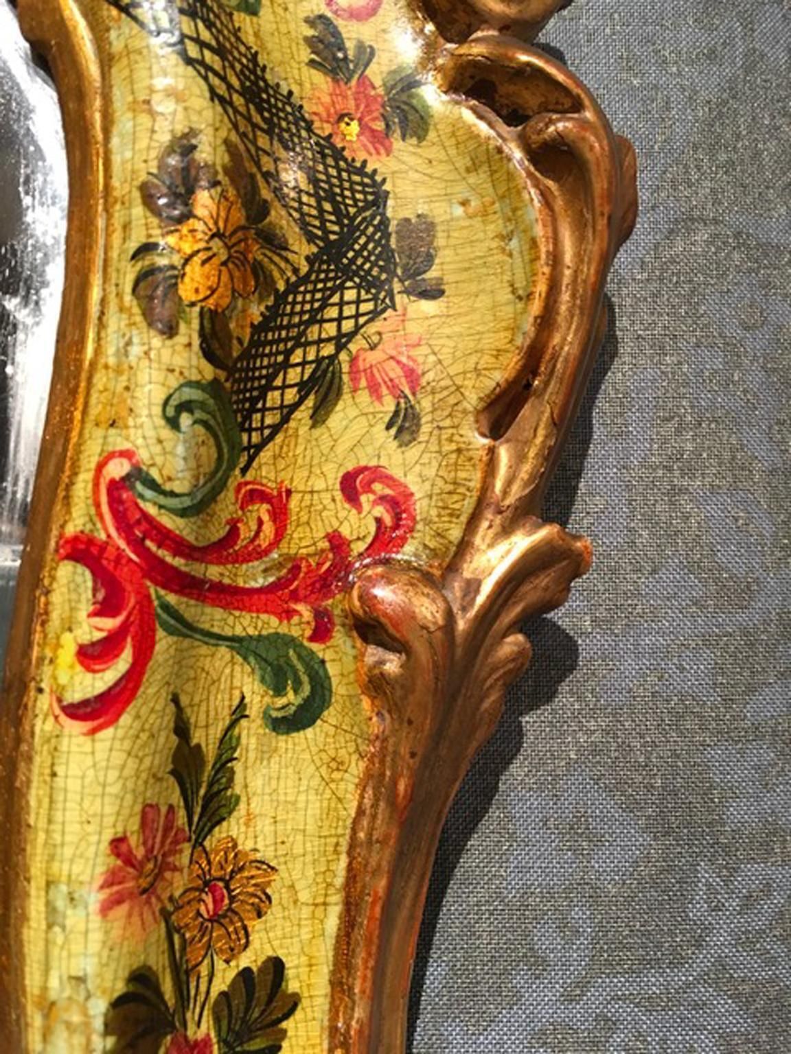 photo for sale Venice Italy Mid 18th Century Light Green Baroque Lacquered Mercury Glass Mirror