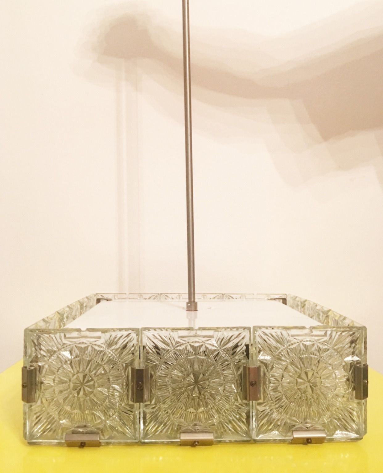 Chandelier   "Cube" Made In Czechoslovakia In Fabrique Kamenicky Senov In 1960s photo for sale