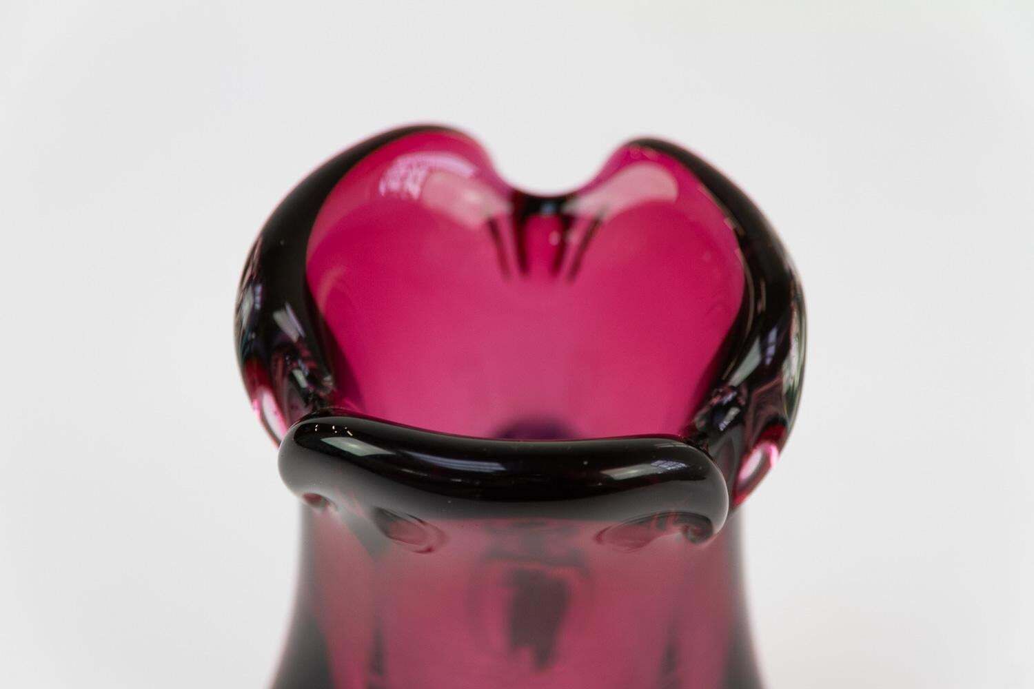 photo for sale Italian Mid Century Modern Purple And Green Murano Glass Vase, 1960s.
