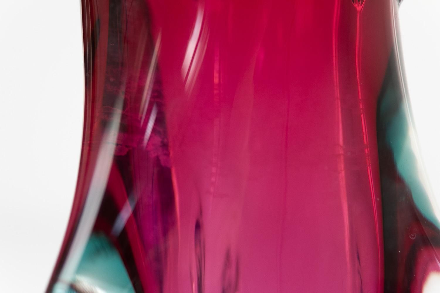Home Decor Italian Mid Century Modern Purple And Green Murano Glass Vase, 1960s. photo
