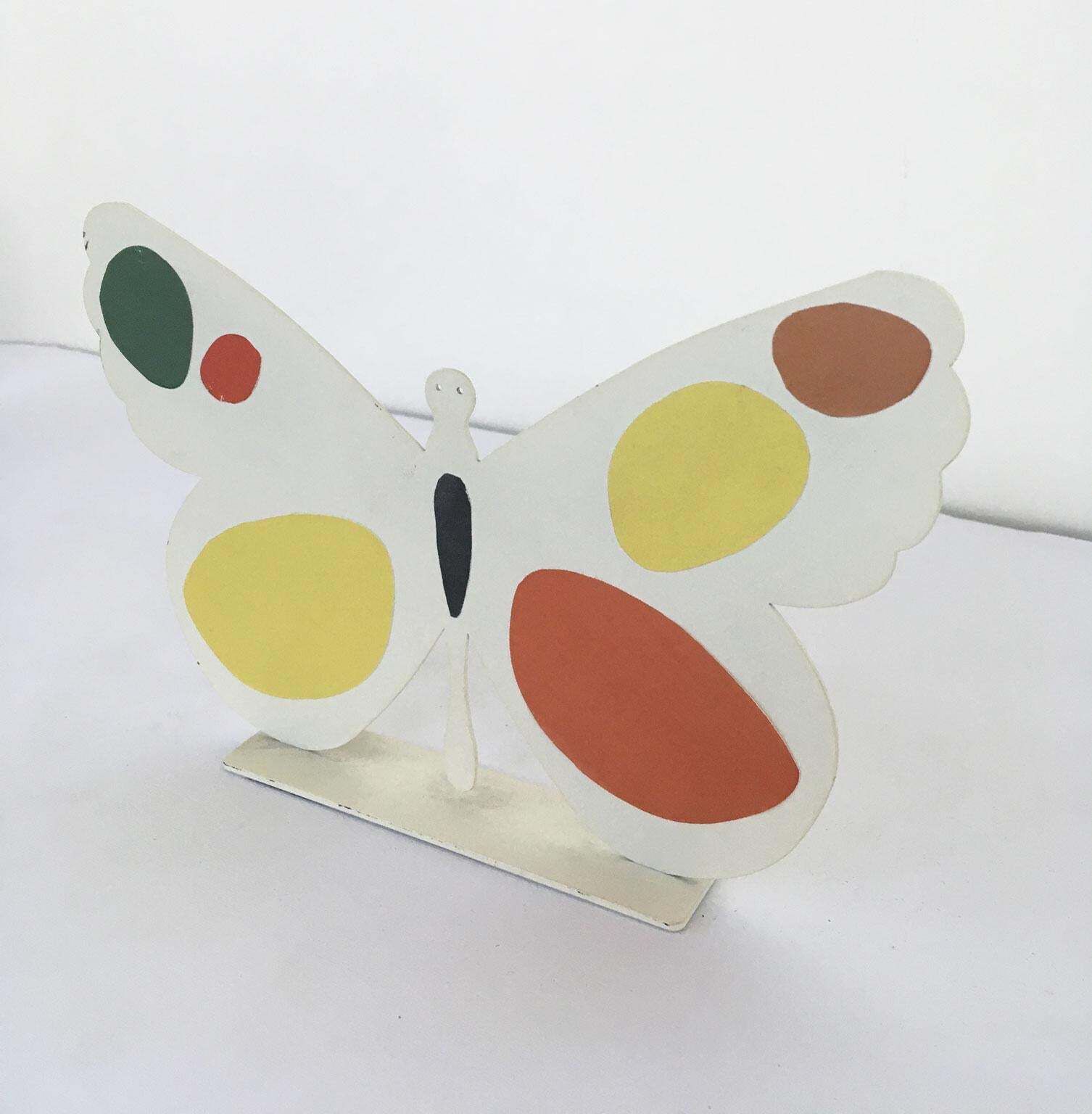 Italy, 1980, Bruno Chersicla Volavola White Painted Metal Sculpture Butterfly photo vintage