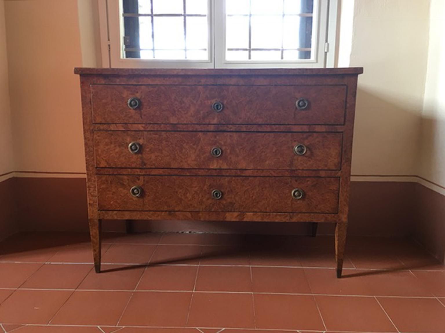 Italy Late 18th Century Regency Elmwood Root Chest Of Drawers photo furniture