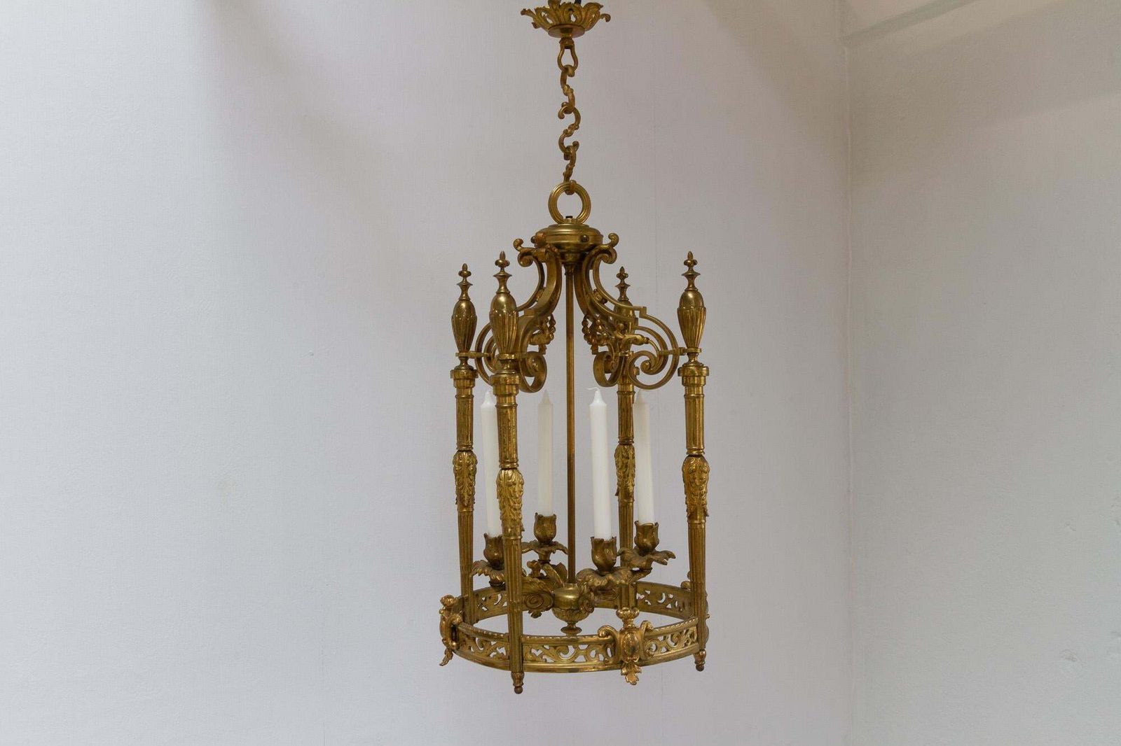 Antique French Napoleon III Gilded Bronze Chandelier, 1850s photo furniture