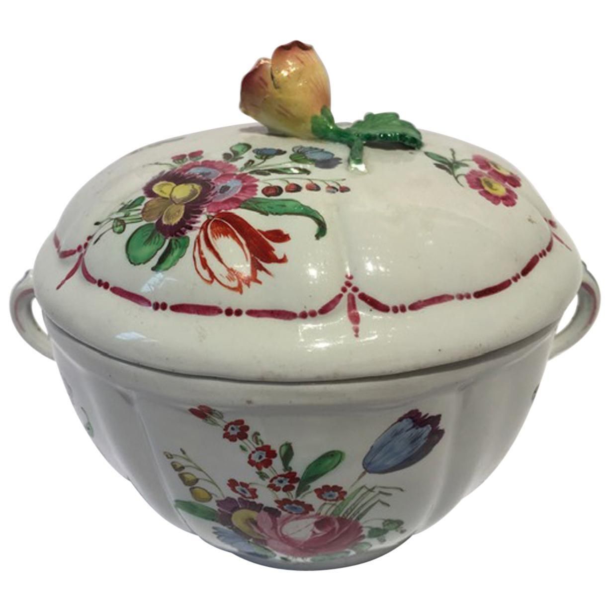 Italy 18th Century Richard Ginori Porcelain Covered Cup Or Sugar Bowl